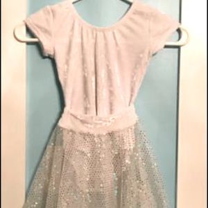 44 Soft white Velvet leotard & irredentist skirt